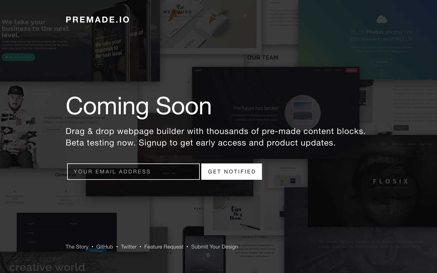 Premade.io Landing Page